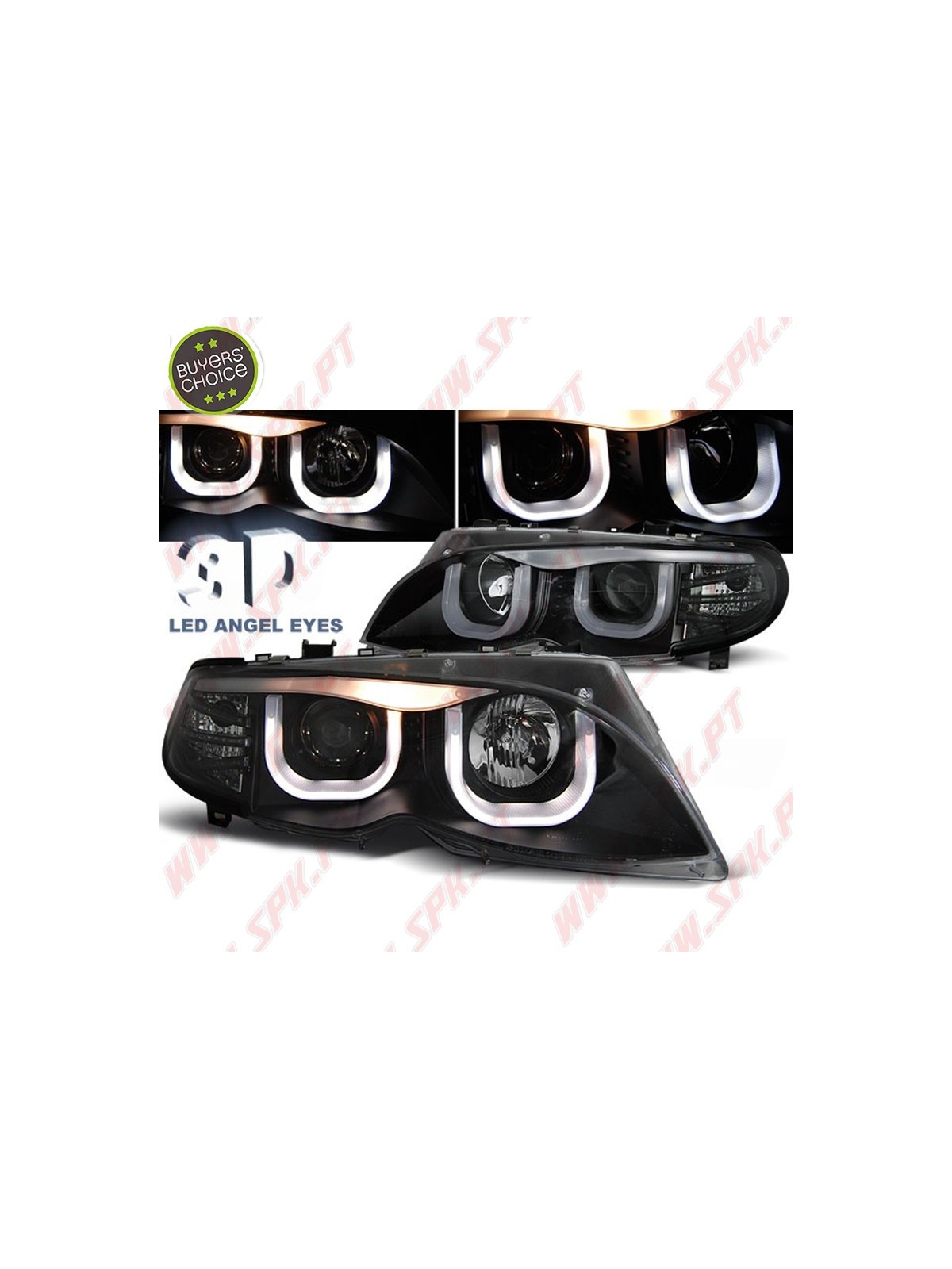Faróis Angel Eyes 3D Black - BMW E46 Sedan / Touring (2001-2005)