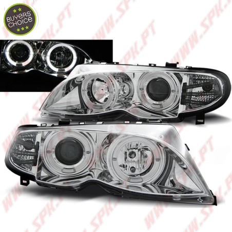 Faróis Angel Eyes Chrome - BMW E46 Sedan / Touring (2001-2005)
