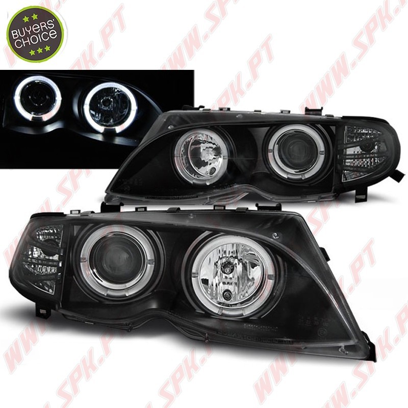 Faróis Angel Eyes Black - BMW E46 Sedan / Touring (2001-2005) Faróis Angel Eyes Black - BMW E46 Sedan / Touring (2001-2005)
