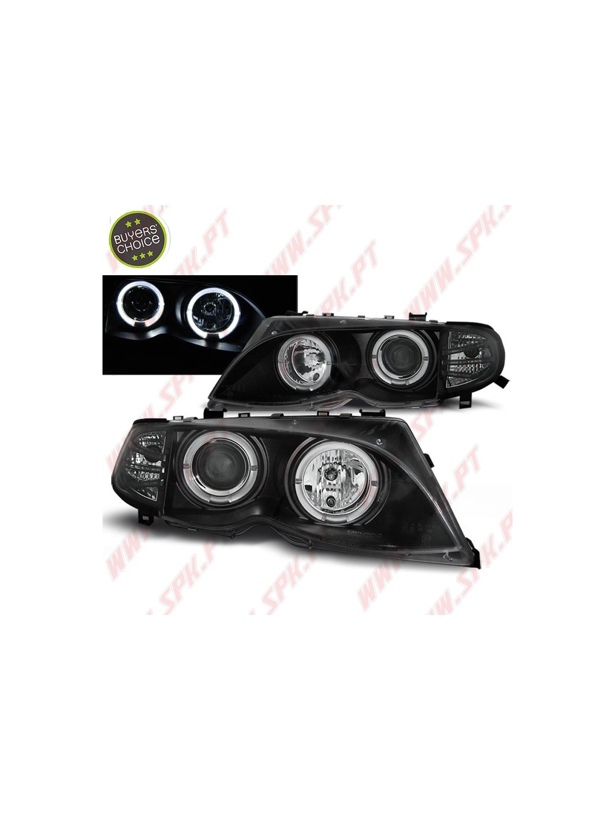 Faróis Angel Eyes Black - BMW E46 Sedan / Touring (2001-2005) Faróis Angel Eyes Black - BMW E46 Sedan / Touring (2001-2005)
