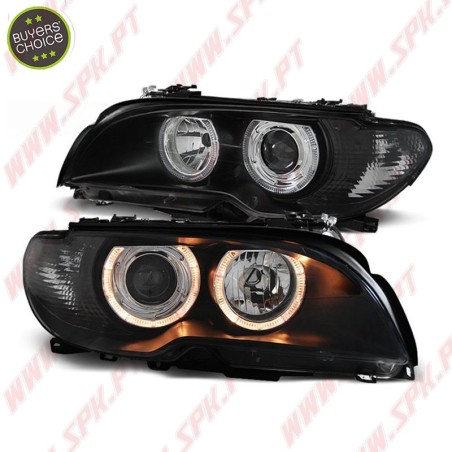 Faróis Angel Eyes Black - BMW E46 Coupe / Cabrio (2003-2006)