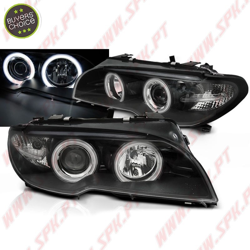 Faróis Angel Eyes CCFL Black - BMW E46 Coupe / Cabrio (2003-2006) Faróis Angel Eyes CCFL Black - BMW E46 Coupe / Cabrio (2003-2006)