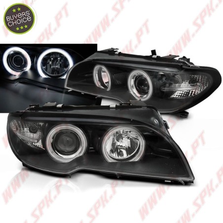 Faróis Angel Eyes CCFL Black - BMW E46 Coupe / Cabrio (2003-2006)