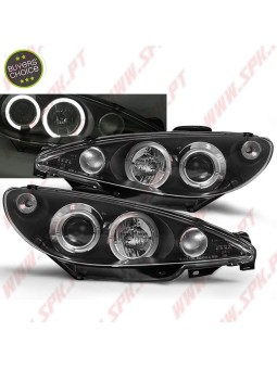 Faróis Angel Eyes Black - Peugeot 206 (1998-2002)
