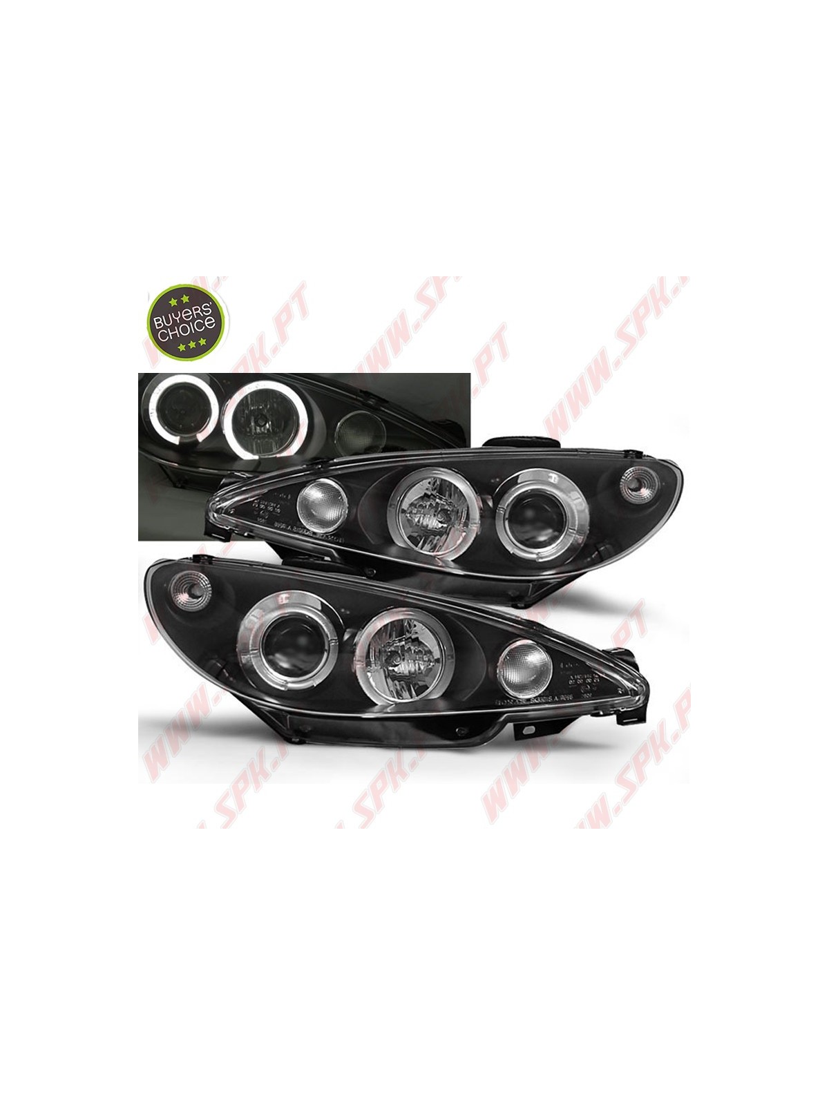Faróis Angel Eyes Black - Peugeot 206 (1998-2002) Faróis Angel Eyes Black - Peugeot 206 (1998-2002)