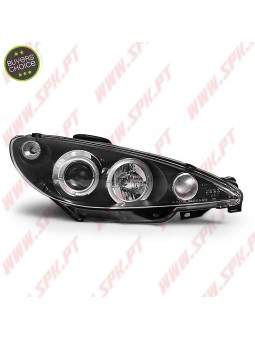 Faróis Angel Eyes Black - Peugeot 206 (1998-2002)