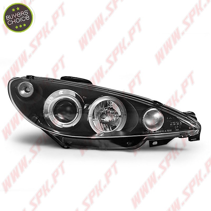 Faróis Angel Eyes Black - Peugeot 206 (1998-2002) Faróis Angel Eyes Black - Peugeot 206 (1998-2002)