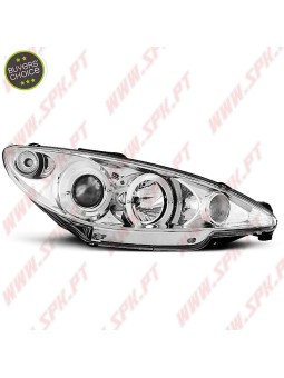 Faróis Angel Eyes Chrome - Peugeot 206 (1998-2002)