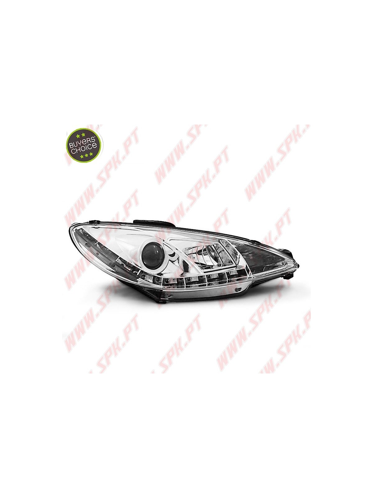 Faróis Look DRL Chrome - Peugeot 206 (1998-2002) Faróis Look DRL Chrome - Peugeot 206 (1998-2002)