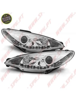 Faróis Look DRL Chrome - Peugeot 206 (1998-2002)