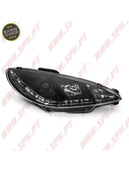 Faróis Look DRL Led Black  - Peugeot 206 (1998-2002)