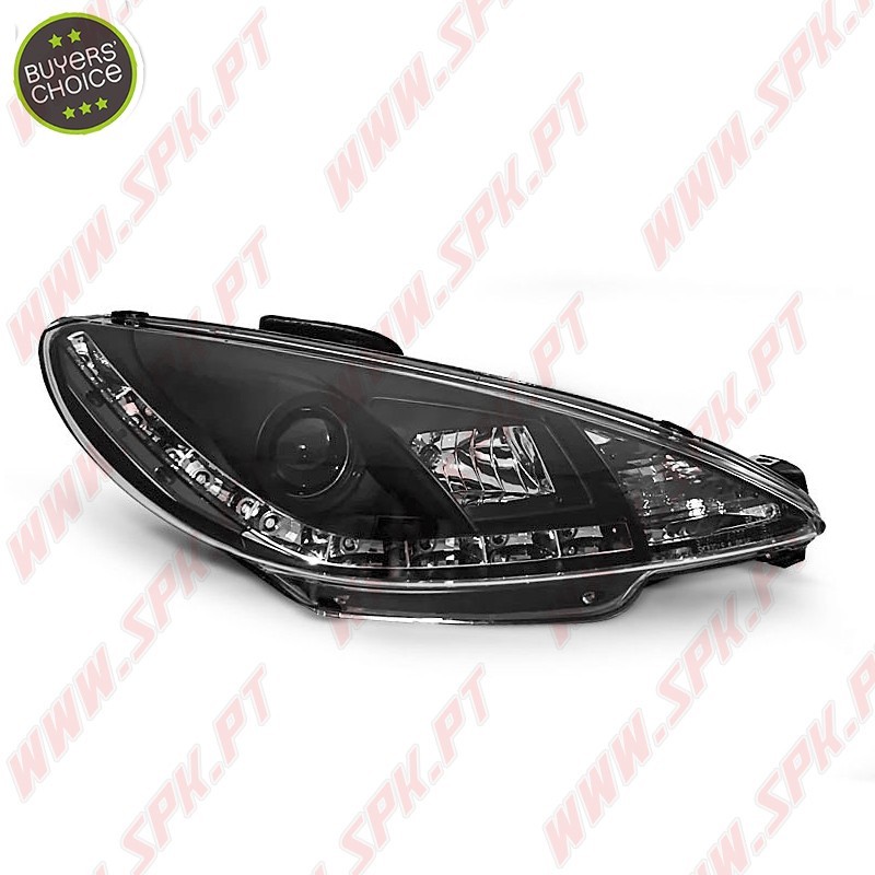 Faróis Look DRL Led Black  - Peugeot 206 (1998-2002) Faróis Look DRL Led Black  - Peugeot 206 (1998-2002)