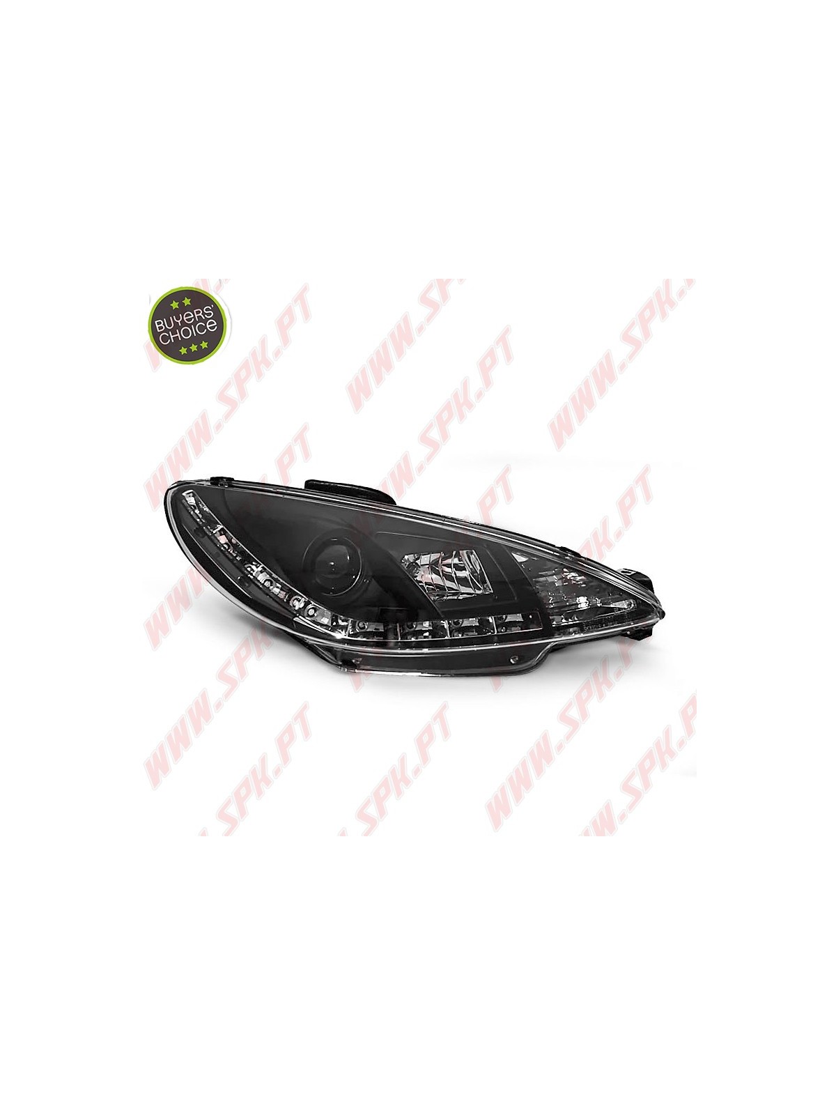 Faróis Look DRL Led Black  - Peugeot 206 (1998-2002) Faróis Look DRL Led Black  - Peugeot 206 (1998-2002)