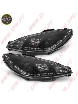Faróis Look DRL Led Black  - Peugeot 206 (1998-2002)