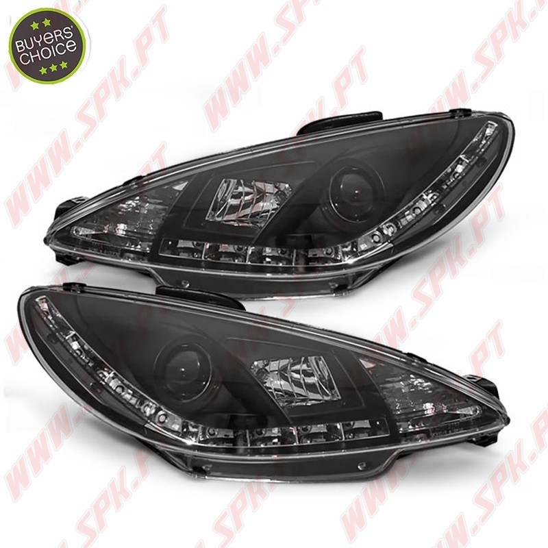 Faróis Look DRL Led Black  - Peugeot 206 (1998-2002) Faróis Look DRL Led Black  - Peugeot 206 (1998-2002)