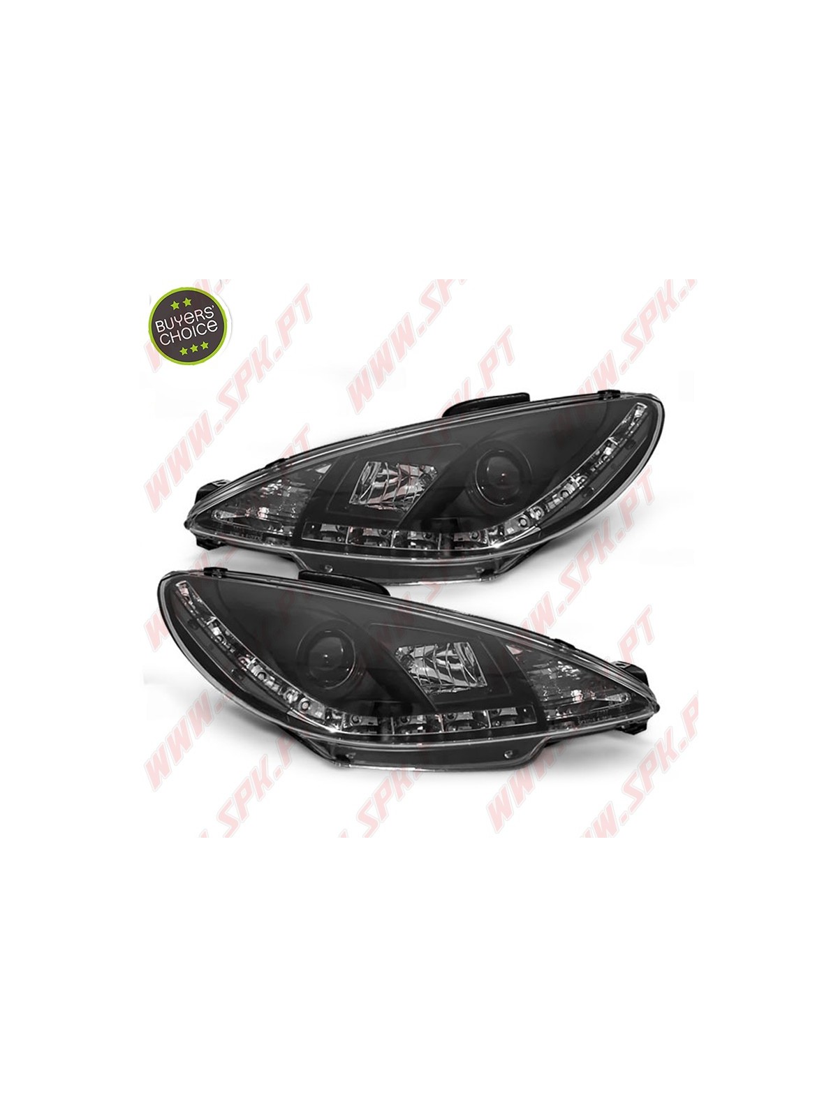 Faróis Look DRL Led Black  - Peugeot 206 (1998-2002) Faróis Look DRL Led Black  - Peugeot 206 (1998-2002)