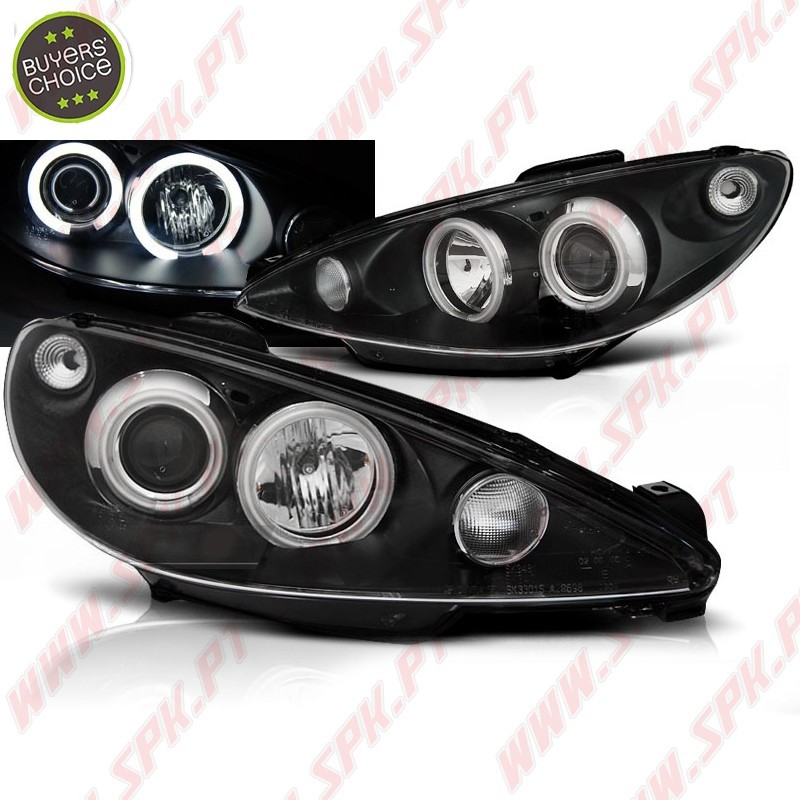 Faróis Angel Eyes CCFL Black - Peugeot 206 (2002-2008) Faróis Angel Eyes CCFL Black - Peugeot 206 (2002-2008)