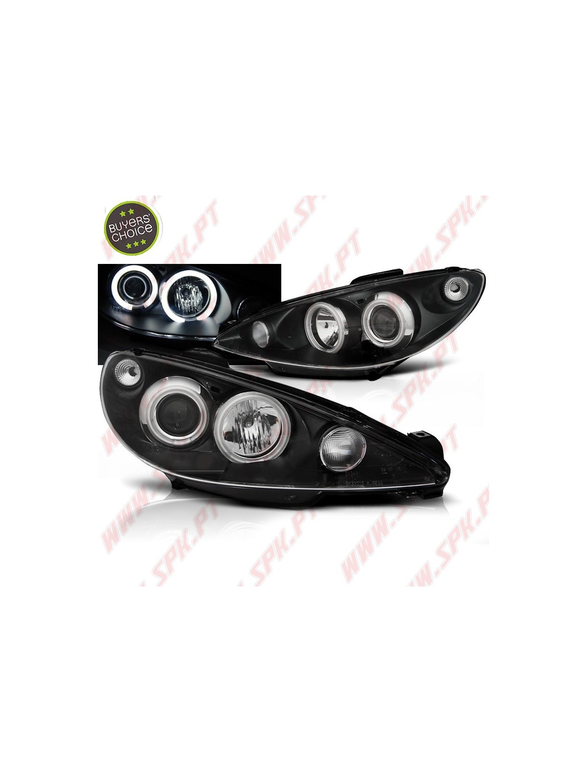 Faróis Angel Eyes CCFL Black - Peugeot 206 (2002-2008) Faróis Angel Eyes CCFL Black - Peugeot 206 (2002-2008)