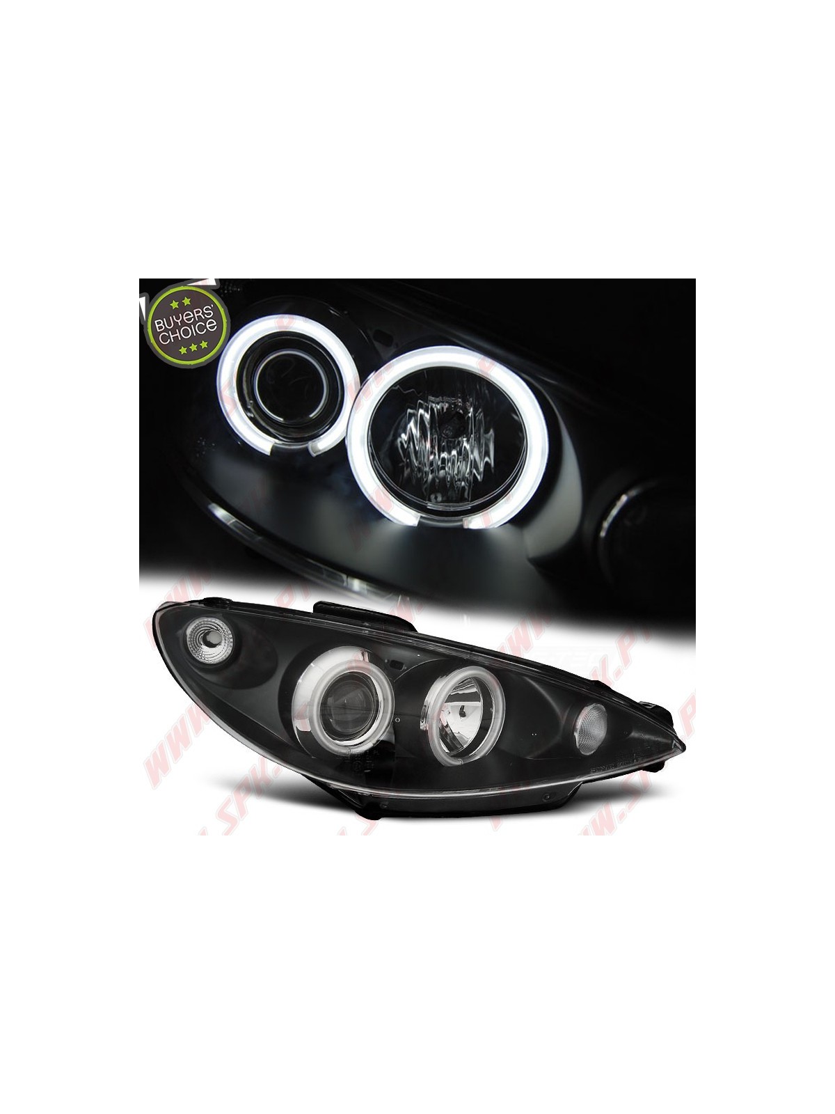 Faróis Angel Eyes CCFL Black - Peugeot 206 (2002-2008) Faróis Angel Eyes CCFL Black - Peugeot 206 (2002-2008)