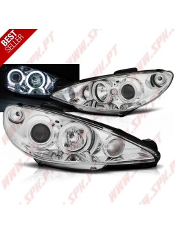 Faróis Angel Eyes CCFL Chrome - Peugeot 206 (2002-2008)