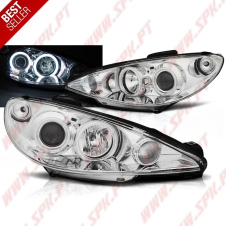 Faróis Angel Eyes CCFL Chrome - Peugeot 206 (2002-2008)