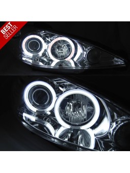 Faróis Angel Eyes CCFL Chrome - Peugeot 206 (2002-2008)