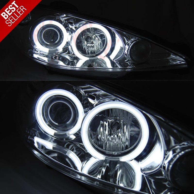 Faróis Angel Eyes CCFL Chrome - Peugeot 206 (2002-2008) Faróis Angel Eyes CCFL Chrome - Peugeot 206 (2002-2008)