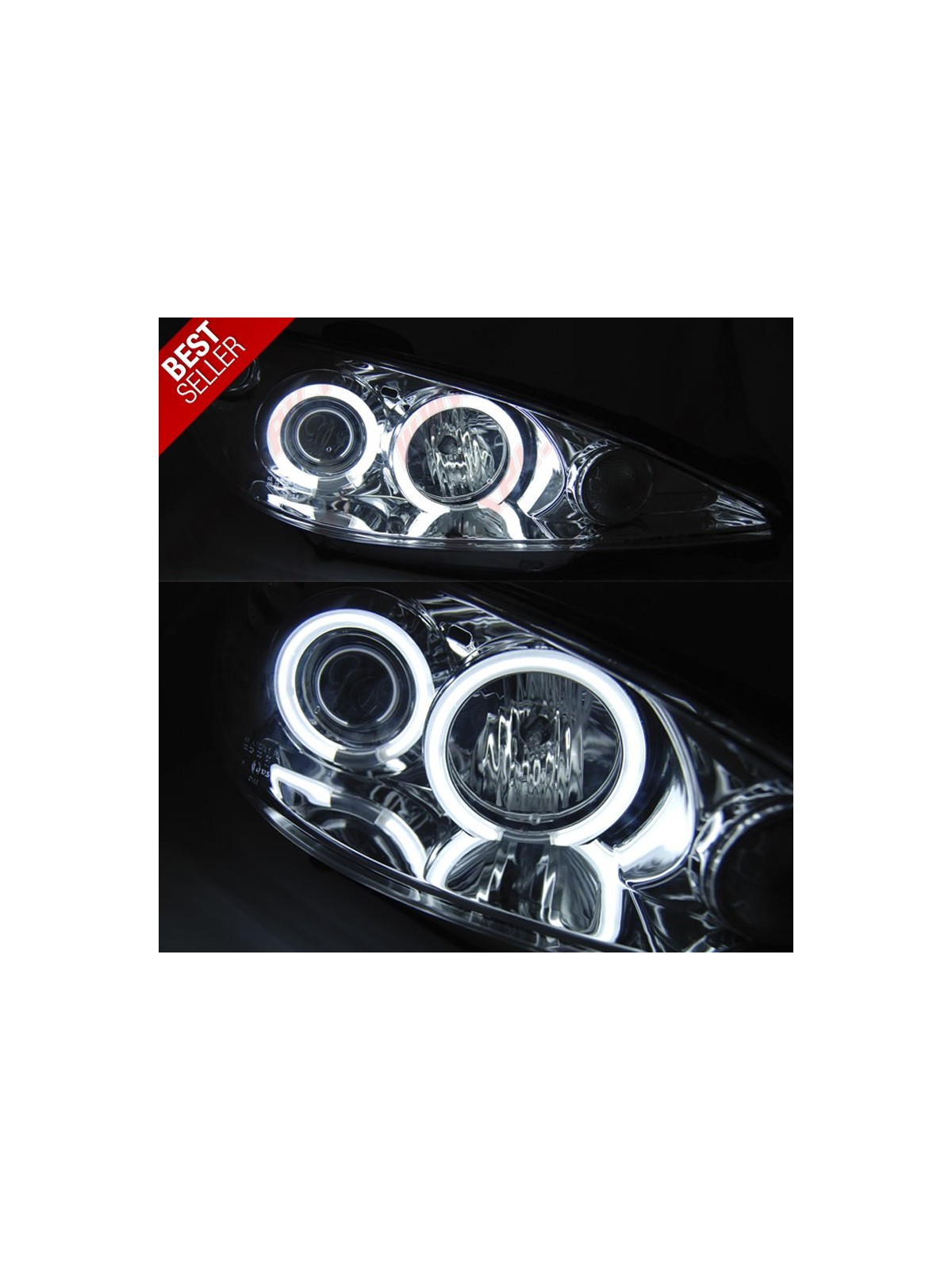 Faróis Angel Eyes CCFL Chrome - Peugeot 206 (2002-2008) Faróis Angel Eyes CCFL Chrome - Peugeot 206 (2002-2008)