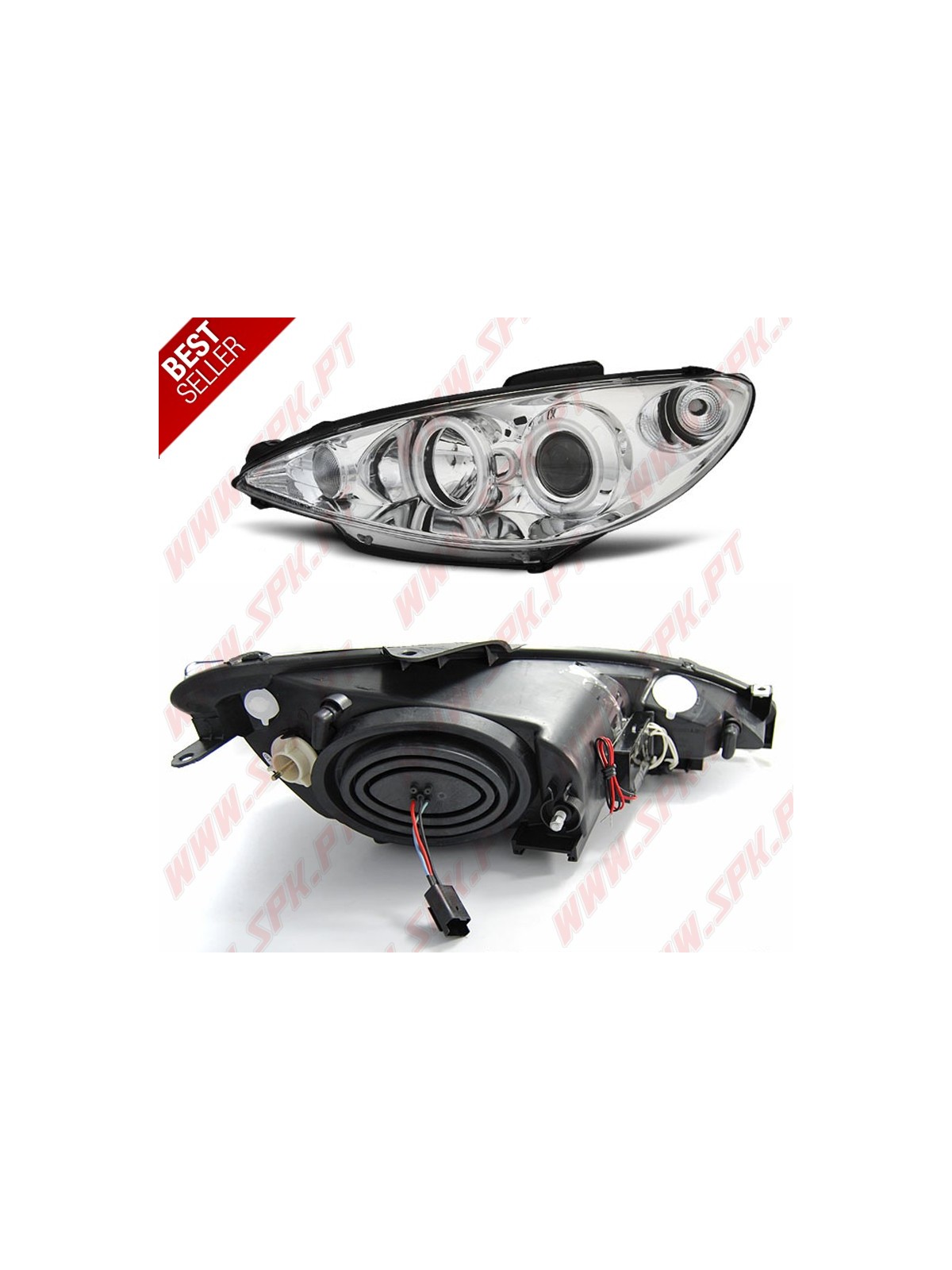 Faróis Angel Eyes CCFL Chrome - Peugeot 206 (2002-2008) Faróis Angel Eyes CCFL Chrome - Peugeot 206 (2002-2008)