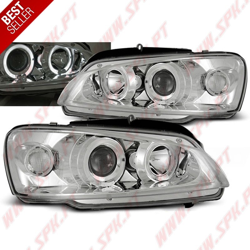 Faróis Angel Eyes Chrome - Peugeot 106 (1996-2003) Faróis Angel Eyes Chrome - Peugeot 106 (1996-2003)