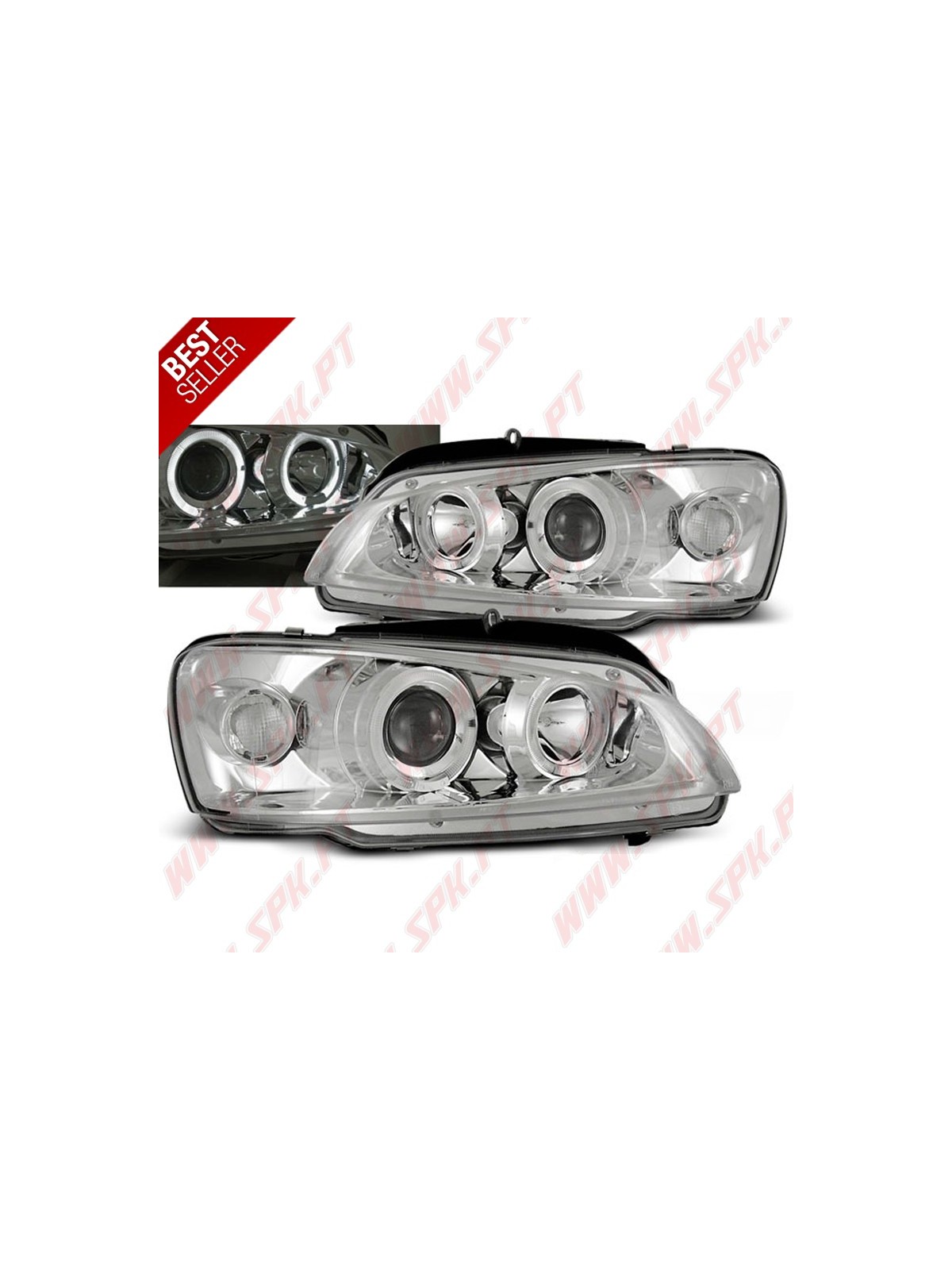 Faróis Angel Eyes Chrome - Peugeot 106 (1996-2003) Faróis Angel Eyes Chrome - Peugeot 106 (1996-2003)