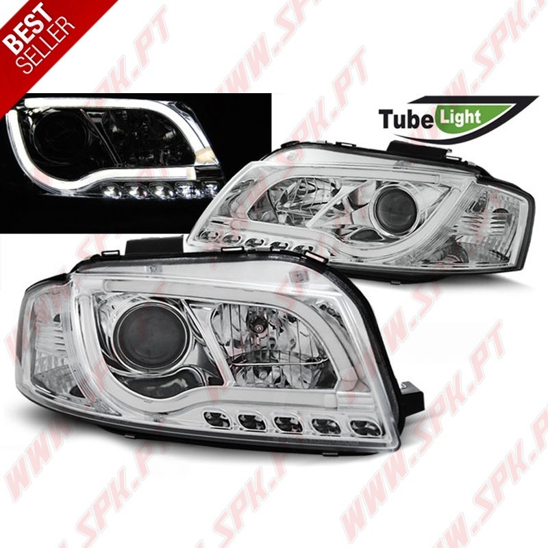 Faróis Tube-Light LED Chrome - Audi A3 8P (2003-2008)