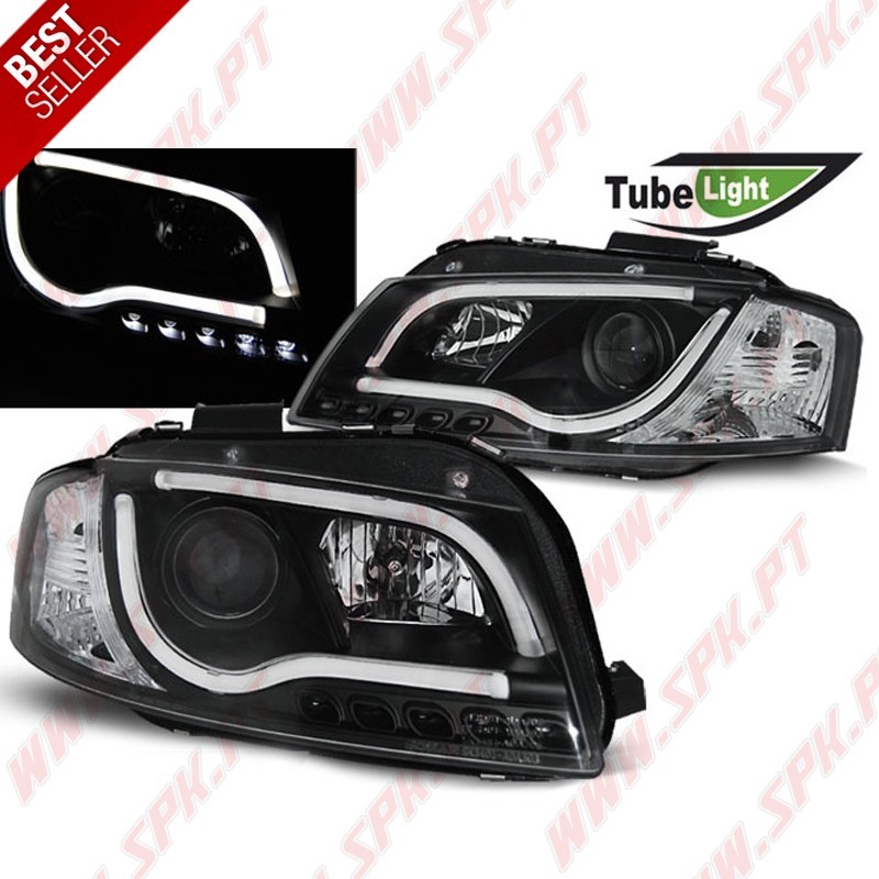 Faróis Tube-Light LED Black - Audi A3 8P (2003-2008)