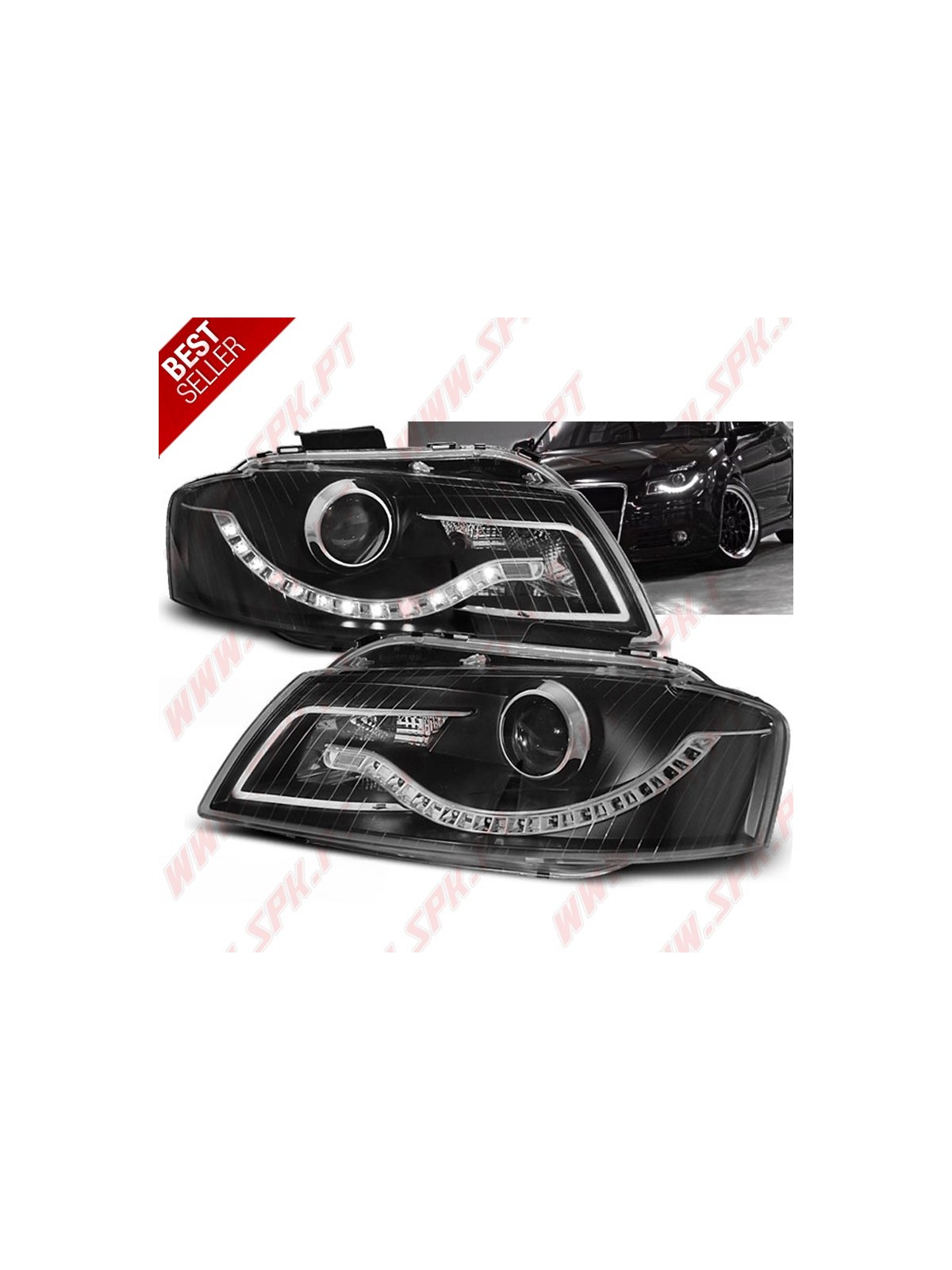 Faróis Look Daylight LED Black - Audi A3 8P (2003-2008)