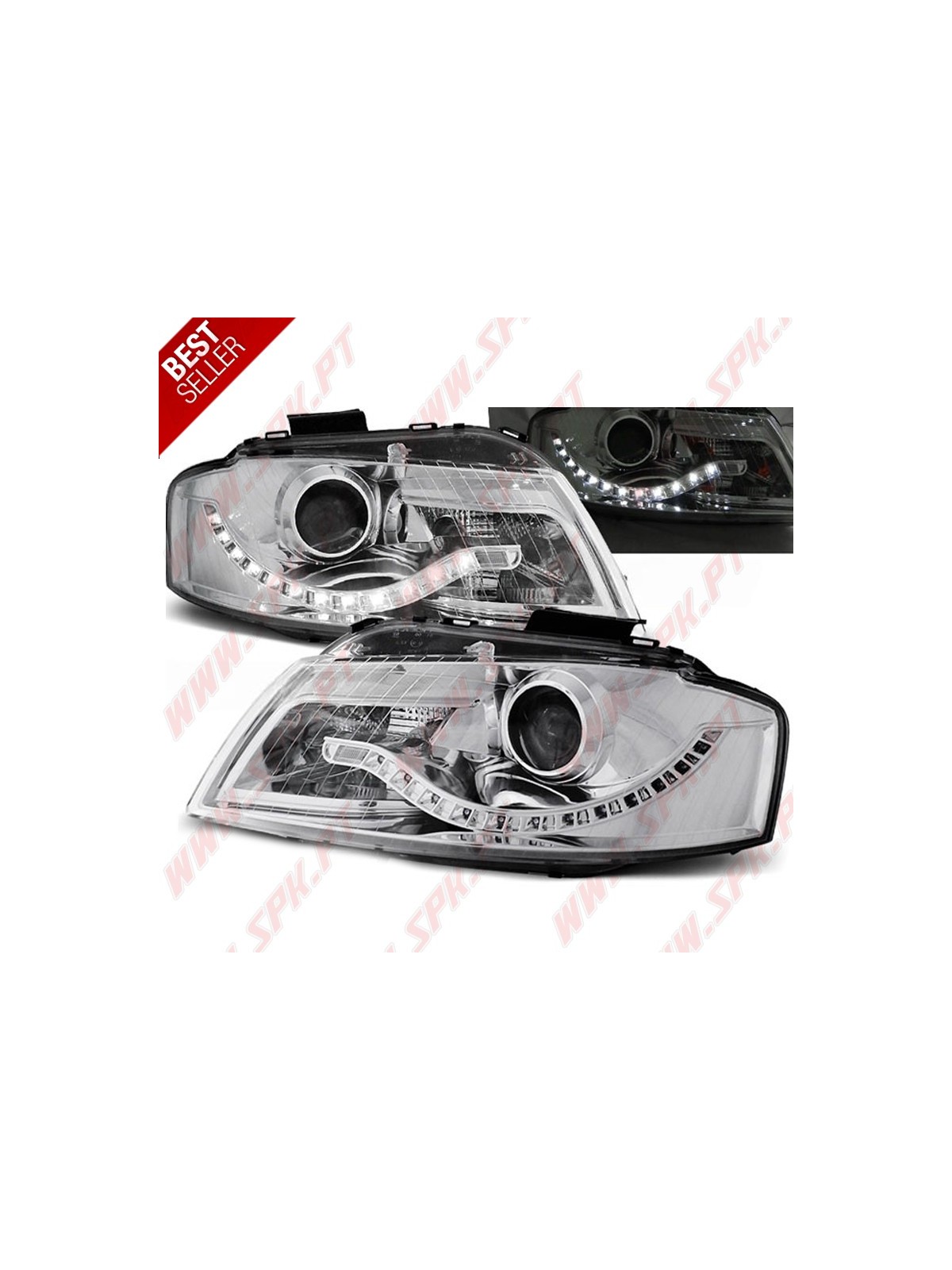 Faróis Look Daylight LED Chrome - Audi A3 8P (2003-2008)