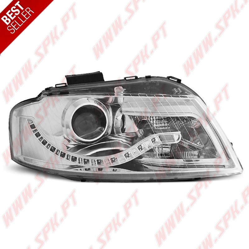Faróis Look Daylight LED Chrome - Audi A3 8P (2003-2008)