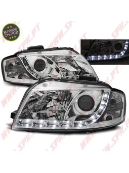 Faróis Look DRL LED Chrome - Audi A3 8P (2003-2008)