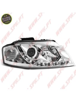 Faróis Look DRL LED Chrome - Audi A3 8P (2003-2008)