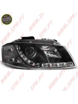 Faróis Look DRL LED Black - Audi A3 8P (2003-2008)
