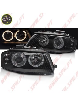 Faróis Look Angel Eyes Black - Audi A3 8P (2003-2008)