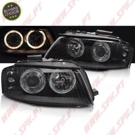 Faróis Look Angel Eyes Black - Audi A3 8P (2003-2008)