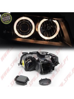 Faróis Look Angel Eyes Black - Audi A3 8P (2003-2008)