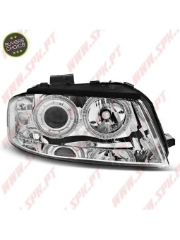 Faróis Look Angel Eyes Chrome - Audi A3 8P (2003-2008)