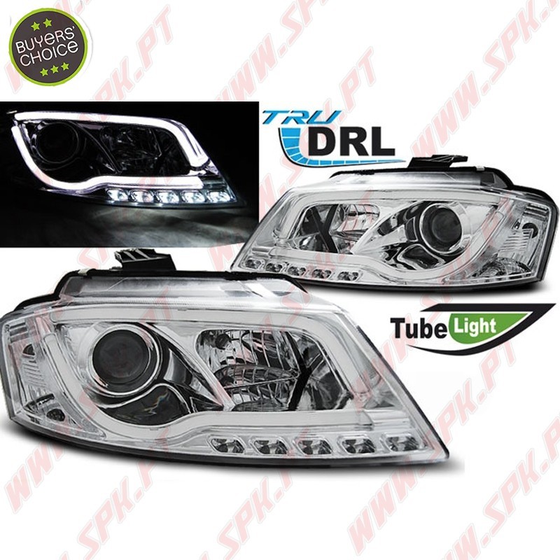 Faróis Tube-Light LED Chrome - Audi A3 8P (2008-2012) Faróis Tube-Light LED Chrome - Audi A3 8P (2008-2012)