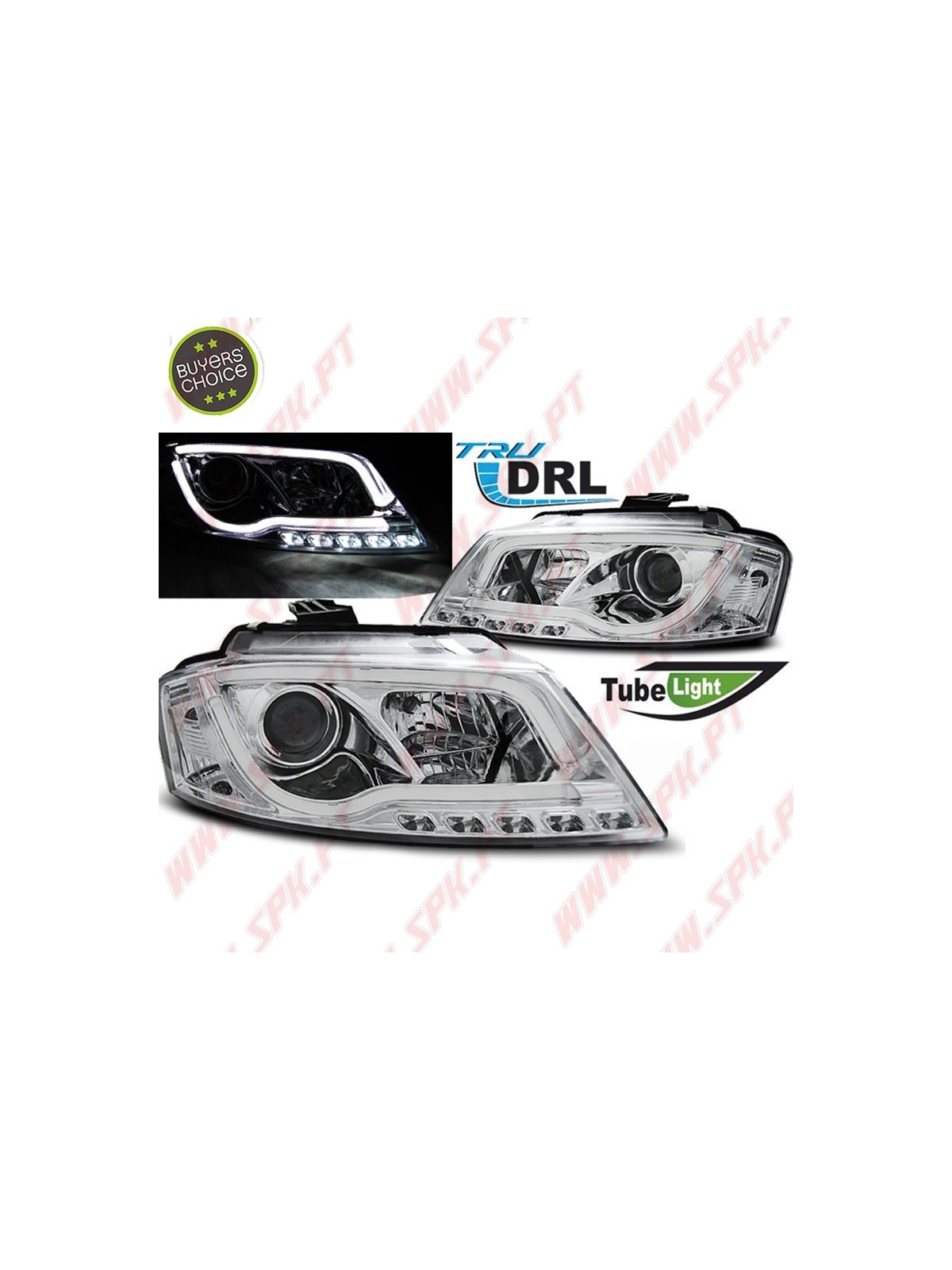 Faróis Tube-Light LED Chrome - Audi A3 8P (2008-2012) Faróis Tube-Light LED Chrome - Audi A3 8P (2008-2012)