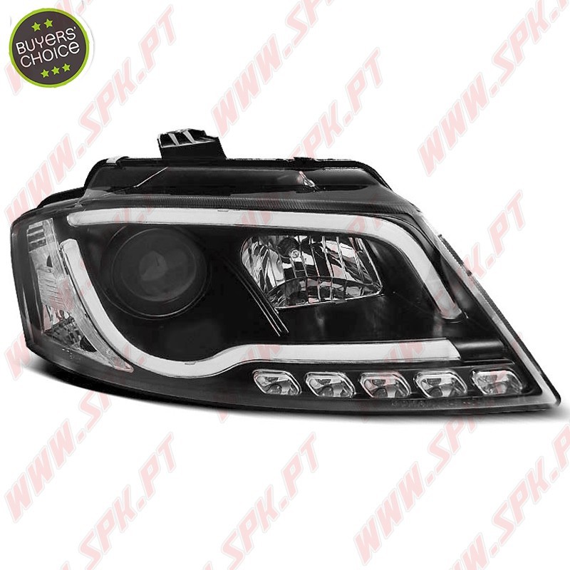 Faróis Tube-Light LED Black - Audi A3 8P (2008-2012) Faróis Tube-Light LED Black - Audi A3 8P (2008-2012)