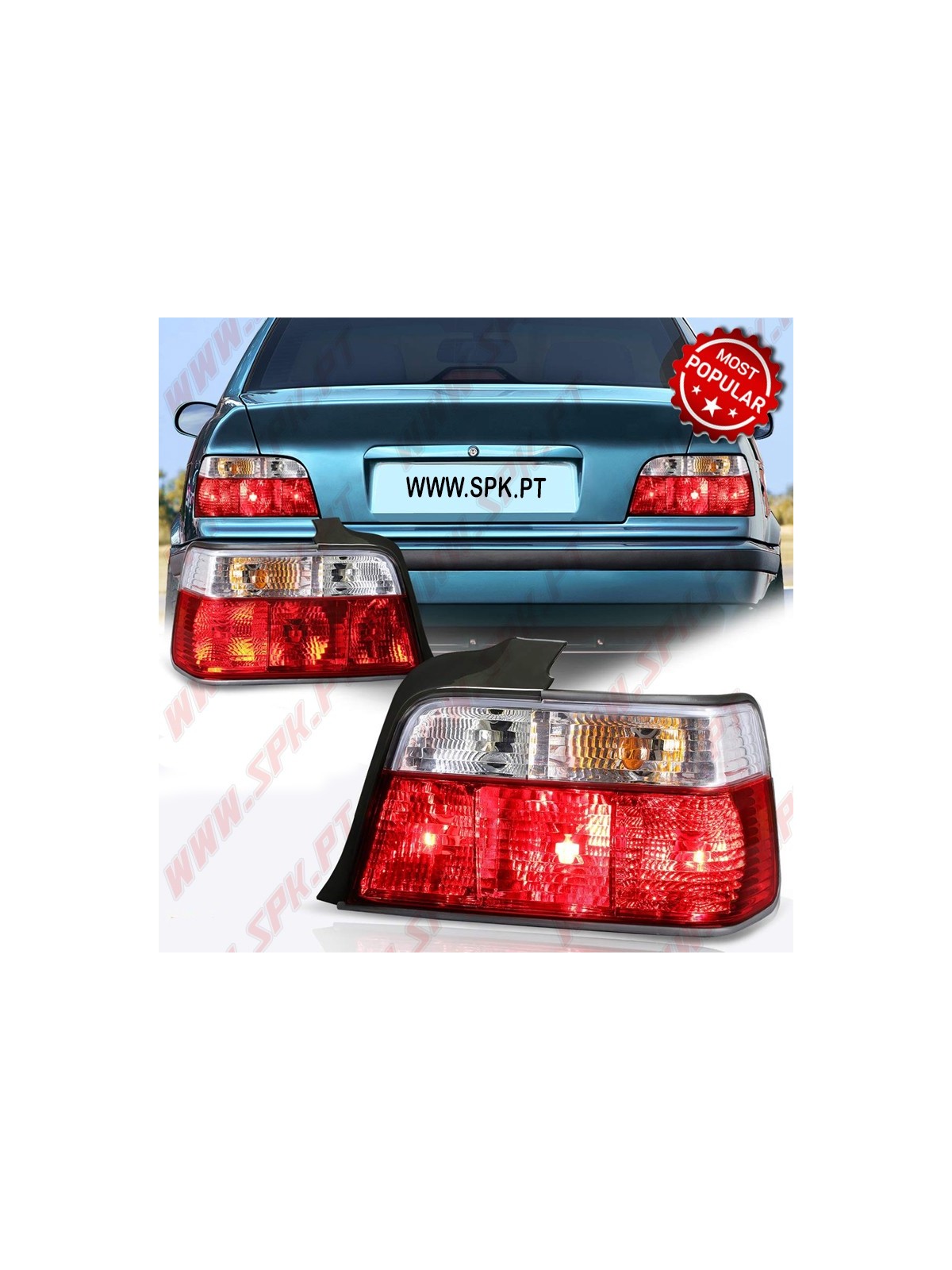 Farolins Look Cristal Red+White - BMW E36 (1990-1998) Farolins Look Cristal Red+White - BMW E36 (1990-1998)