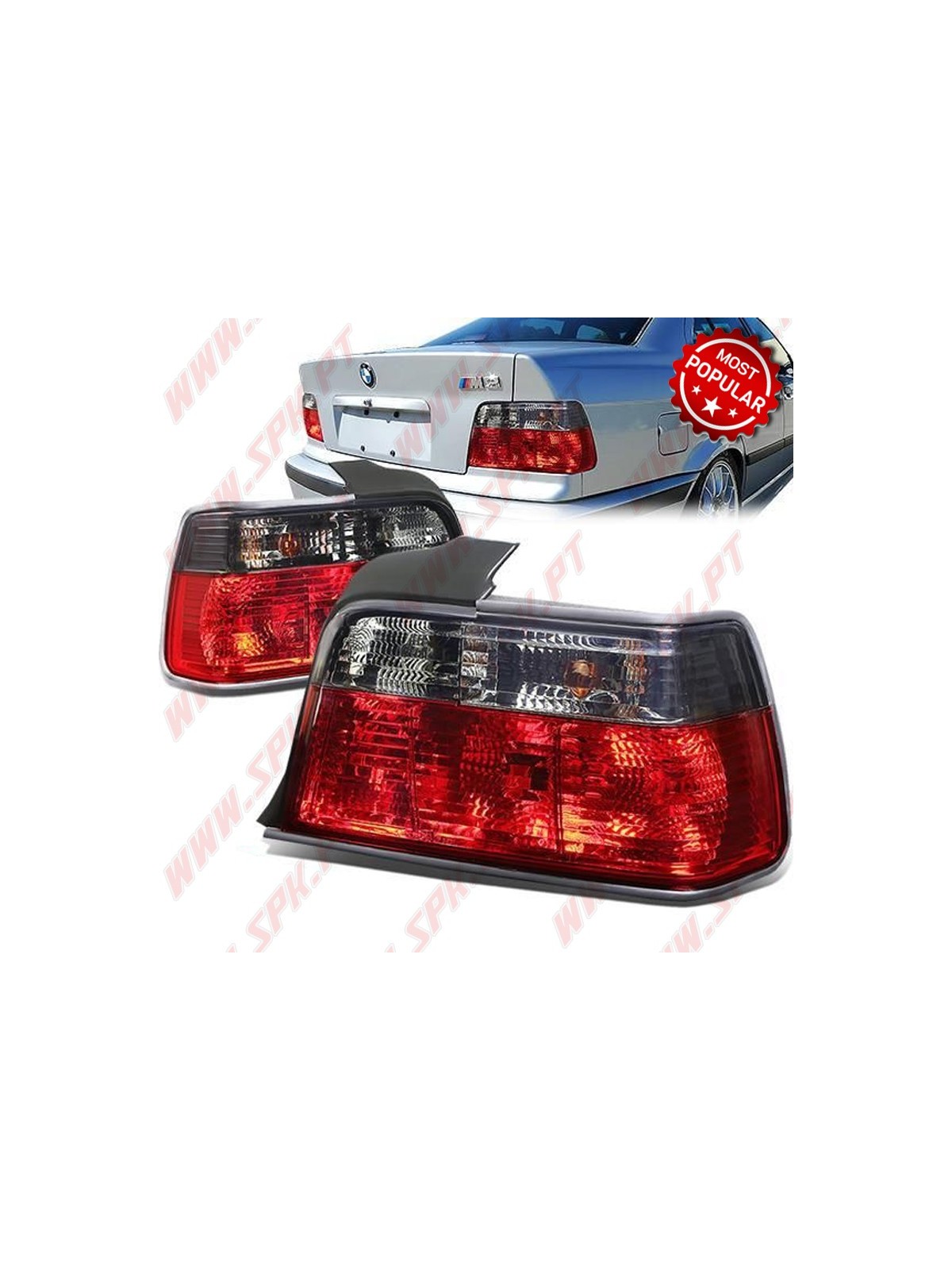 Farolins Look Cristal Red+Smoke - BMW E36 (1990-1998) Farolins Look Cristal Red+Smoke - BMW E36 (1990-1998)