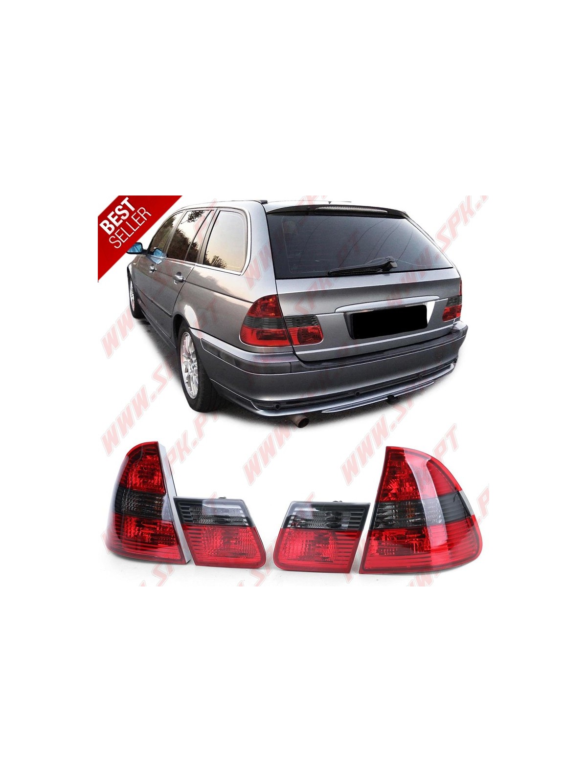 Farolins Look Cristal Red+Smoke - BMW E46 Touring (1998-2005) Farolins Look Cristal Red+Smoke - BMW E46 Touring (1998-2005)