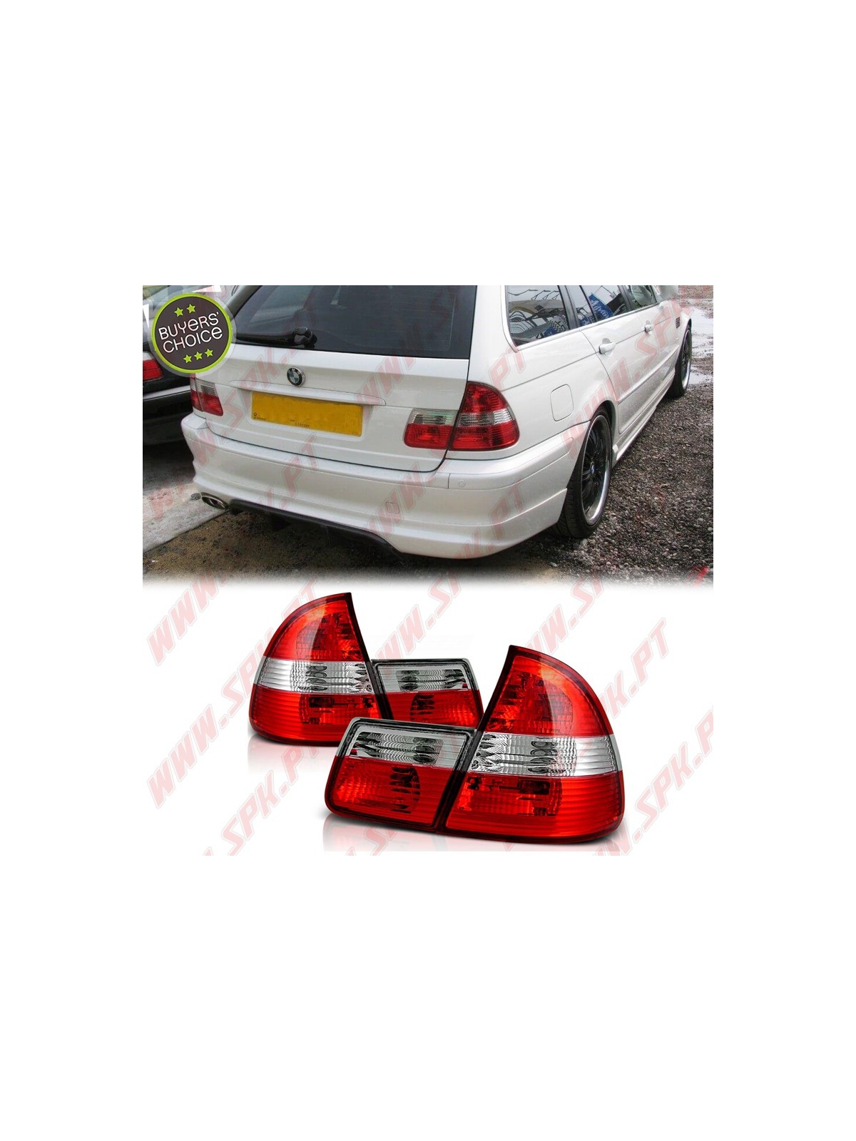 Farolins Look Cristal Red+Clear - BMW E46 Touring (1998-2005) Farolins Look Cristal Red+Clear - BMW E46 Touring (1998-2005)